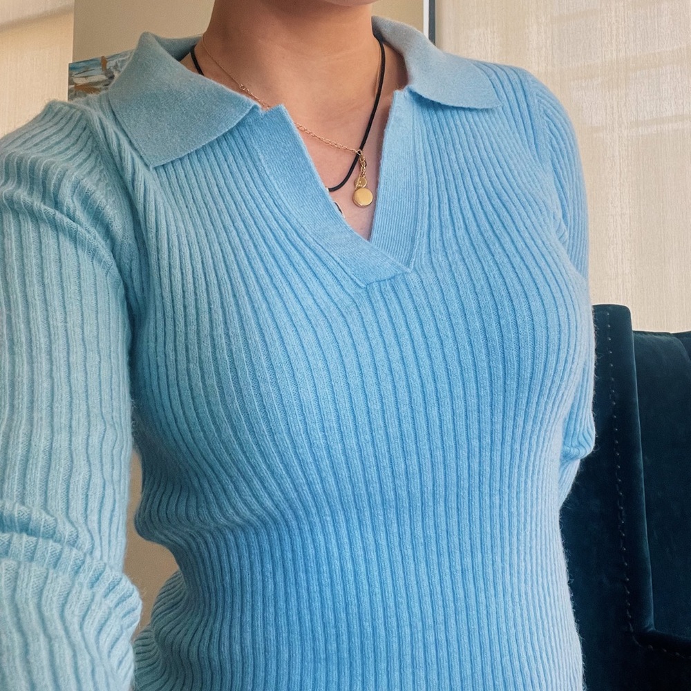 Sky Blue Collared Sweater